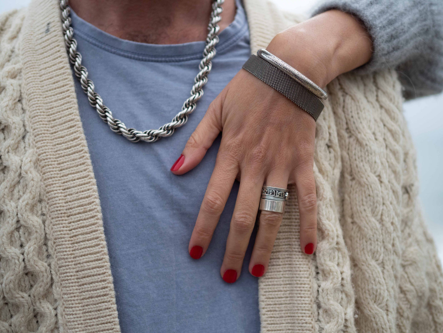 Pulsera Malla de Plata de Ley de 18.5 cm | Arenas Jewelry - ArenasJewelry