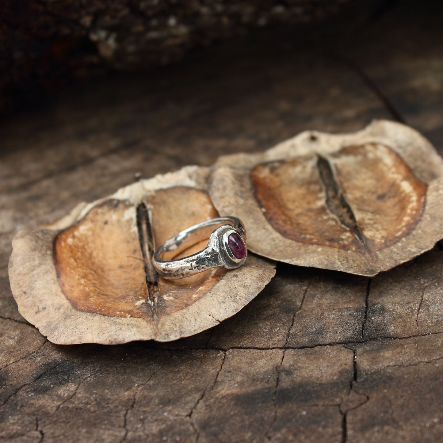 Anillo de Turmalina Rosa y Plata de Ley | Hecho a Mano Talla 16 (7 1/2US) - ArenasJewelry