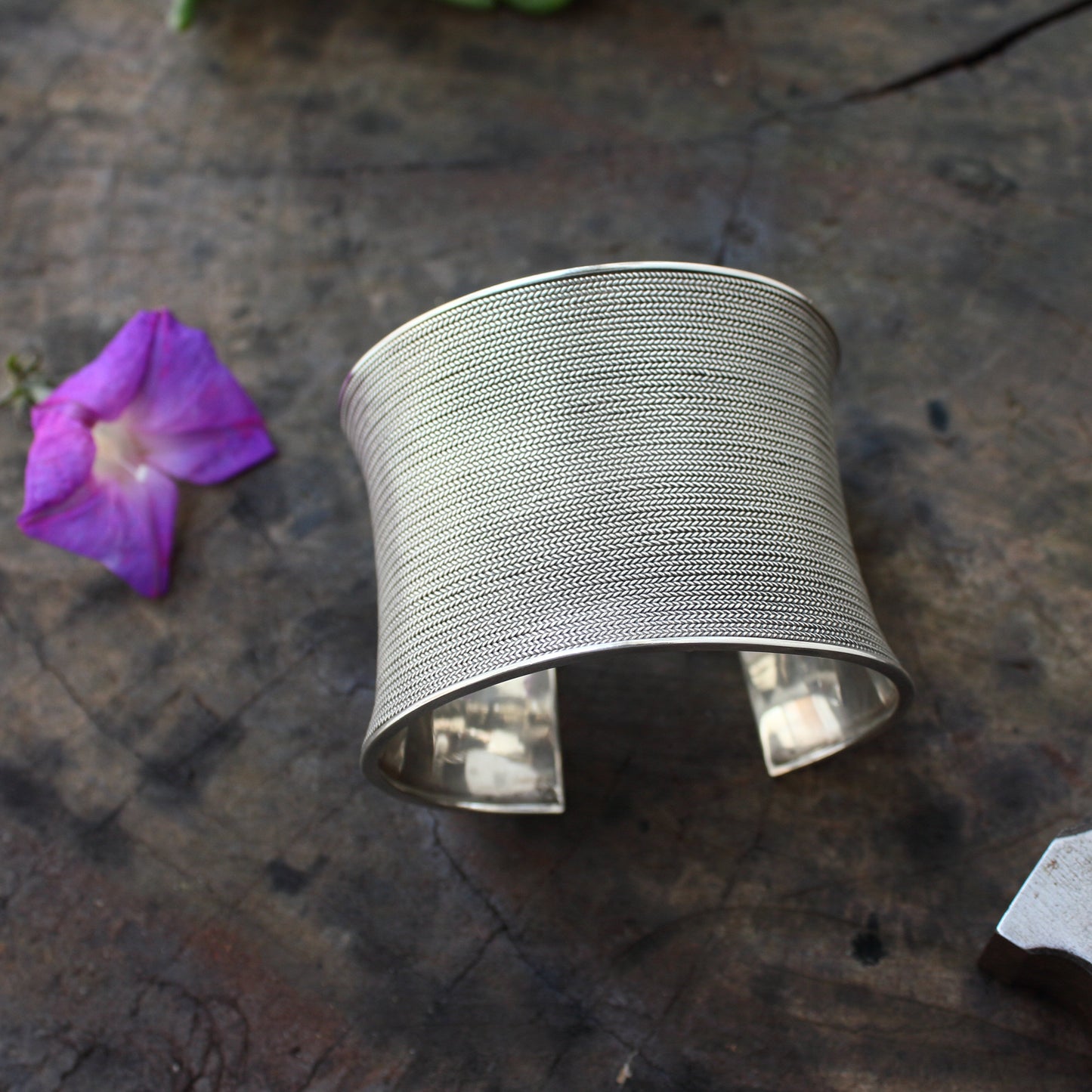 Pulsera Grande de Plata Ornamentada con Alambre entorchado | Arenas Jewelry - ArenasJewelry