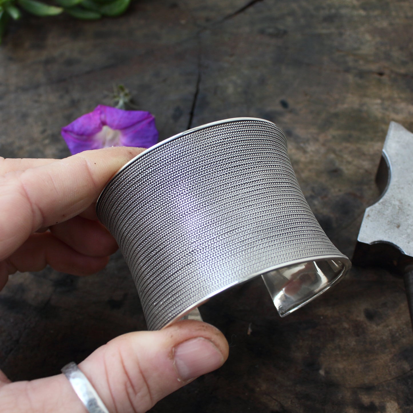 Pulsera Grande de Plata Ornamentada con Alambre entorchado | Arenas Jewelry - ArenasJewelry