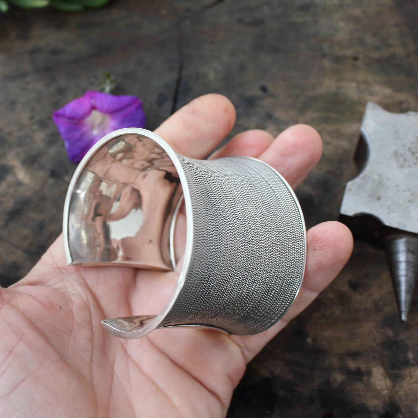 Pulsera Grande de Plata Ornamentada con Alambre entorchado | Arenas Jewelry - ArenasJewelry