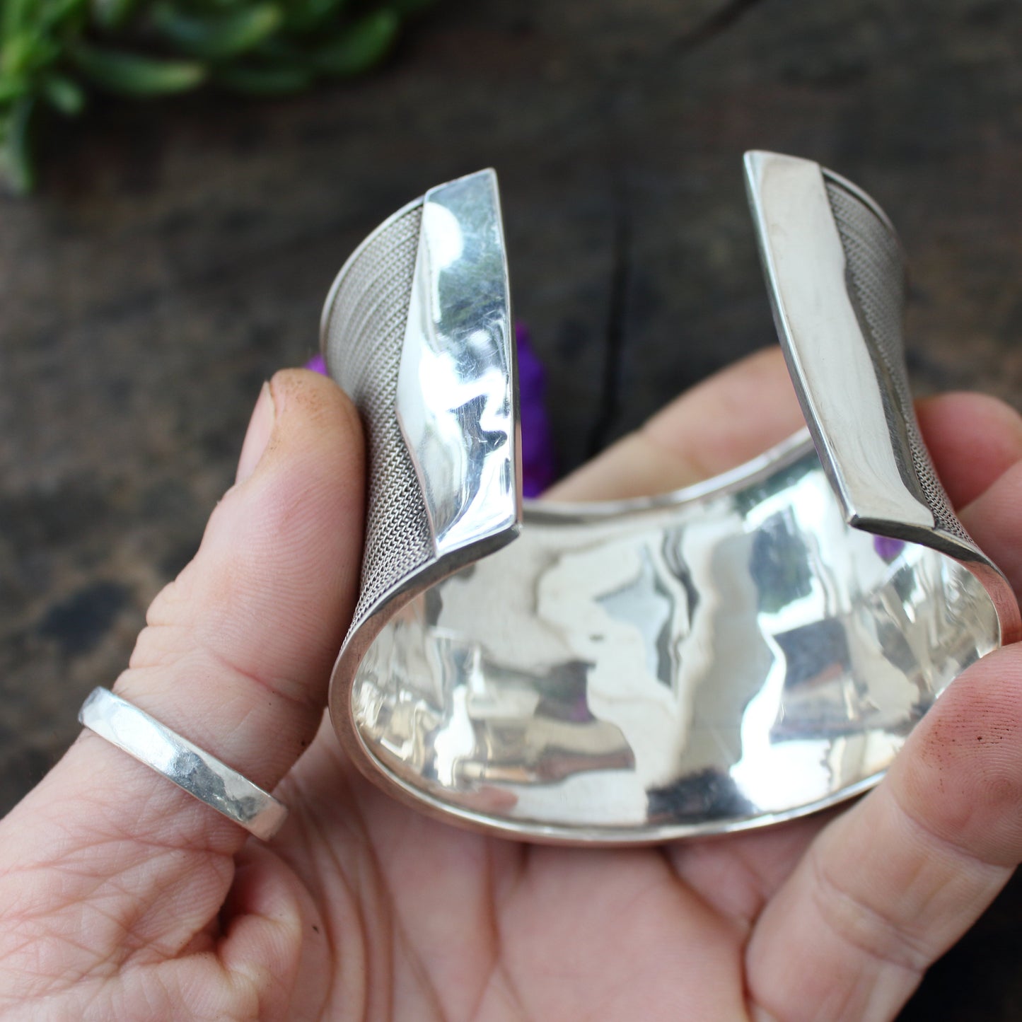 Pulsera Grande de Plata Ornamentada con Alambre entorchado | Arenas Jewelry - ArenasJewelry