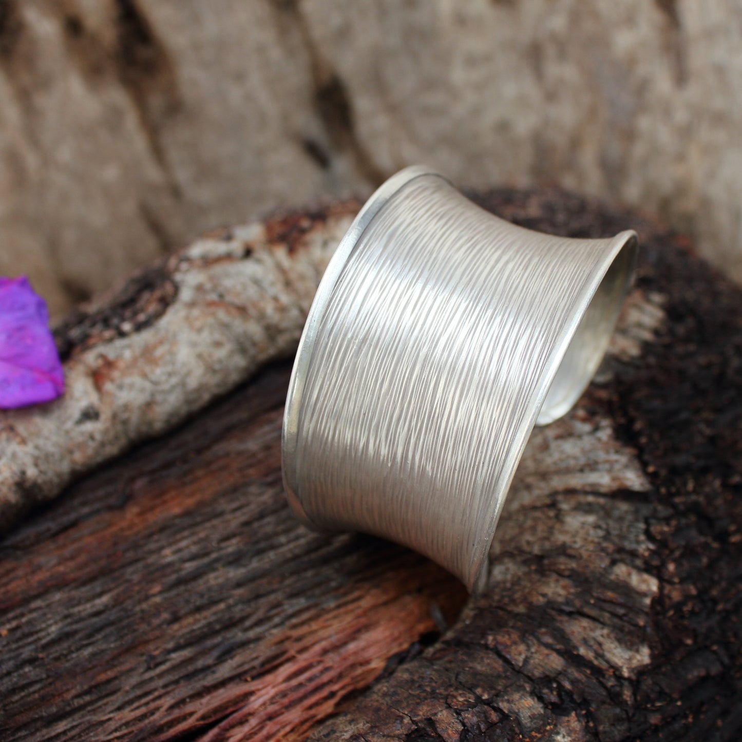 Pulsera Acha de Plata Ornamentada con Textura Rayas | Arenas Jewelry - ArenasJewelry