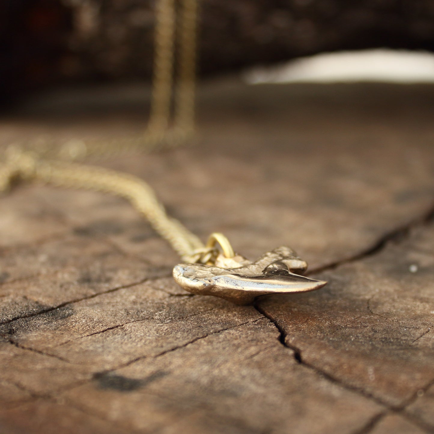 Colgante Diente de Tiburón en Bronce | Réplica Fósil Hecha a Mano | Arenas Jewelry - ArenasJewelry
