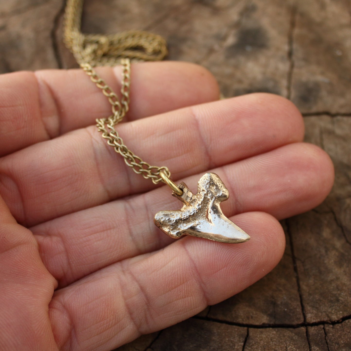 Colgante Diente de Tiburón en Bronce | Réplica Fósil Hecha a Mano | Arenas Jewelry - ArenasJewelry