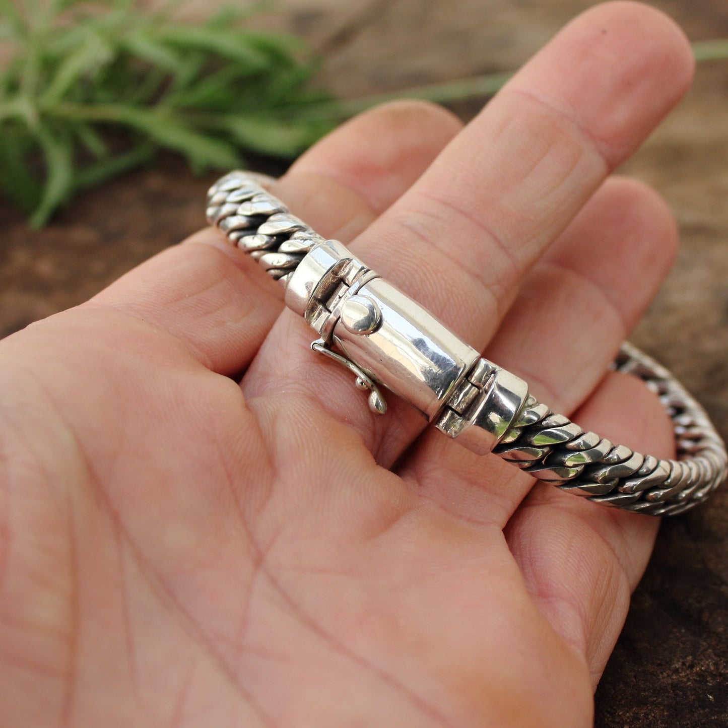 Pulsera de plata de ley 925, Modelo Cubana Doble con cierre | Arenas Jewelry - ArenasJewelry