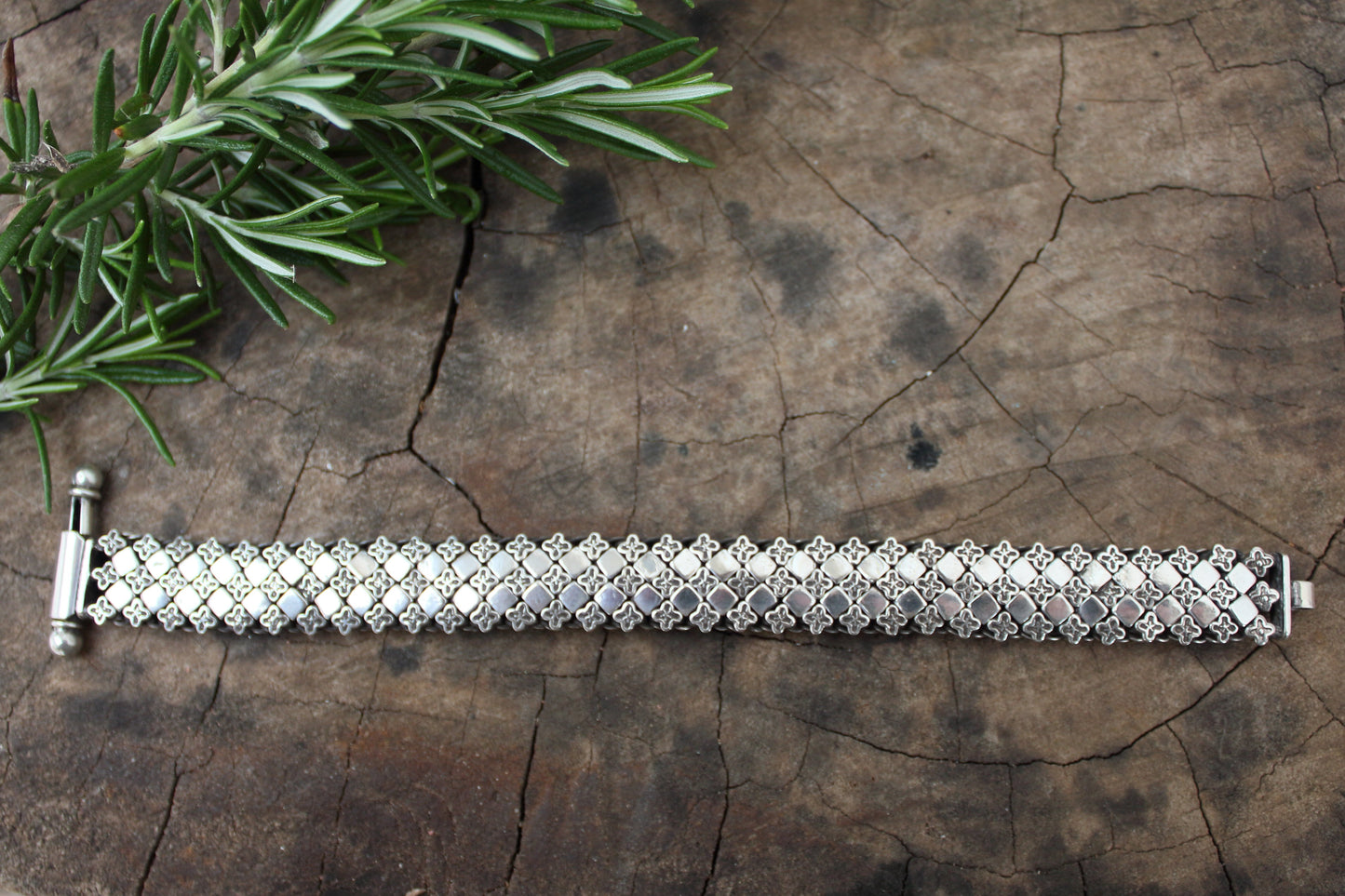 Pulsera de plata de ley 925, modelo rombo 19 cm | pulsera articulada | Arenas Jewelry - ArenasJewelry