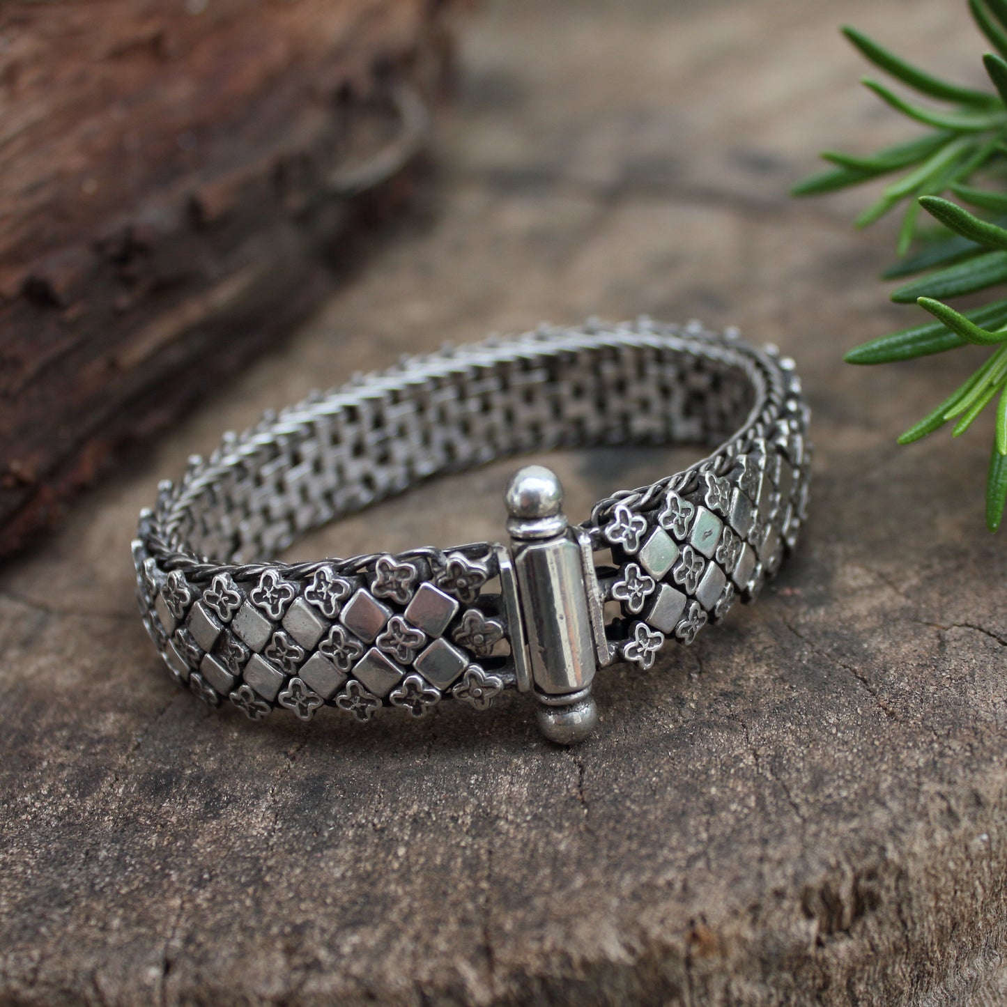 Pulsera de plata de ley 925, modelo rombo 19 cm | pulsera articulada | Arenas Jewelry - ArenasJewelry