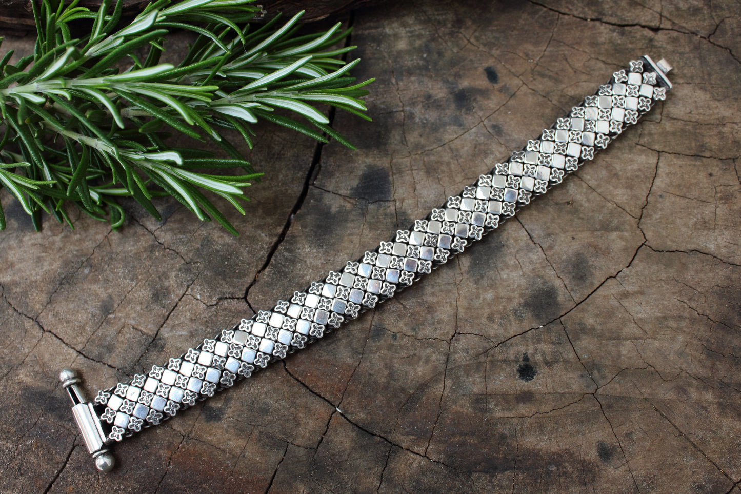 Pulsera de plata de ley 925, modelo rombo 19 cm | pulsera articulada | Arenas Jewelry - ArenasJewelry