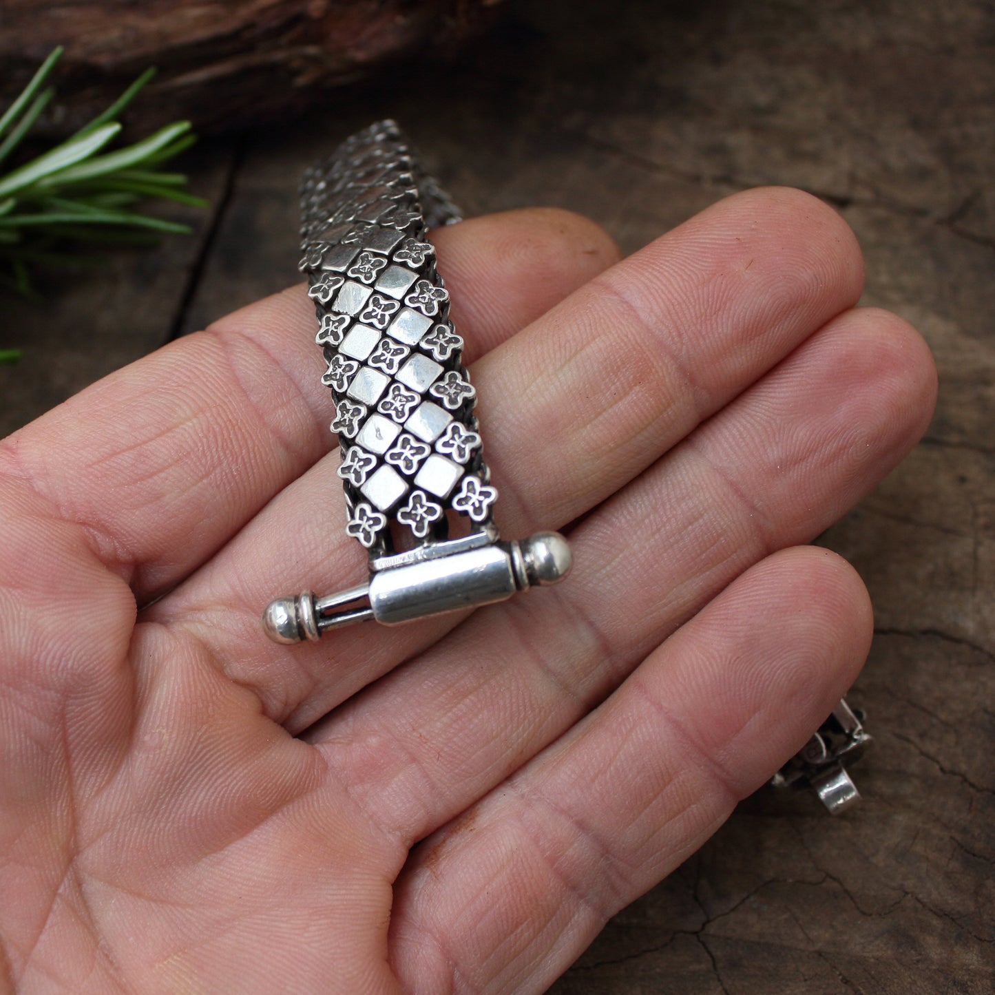 Pulsera de plata de ley 925, modelo rombo 19 cm | pulsera articulada | Arenas Jewelry - ArenasJewelry