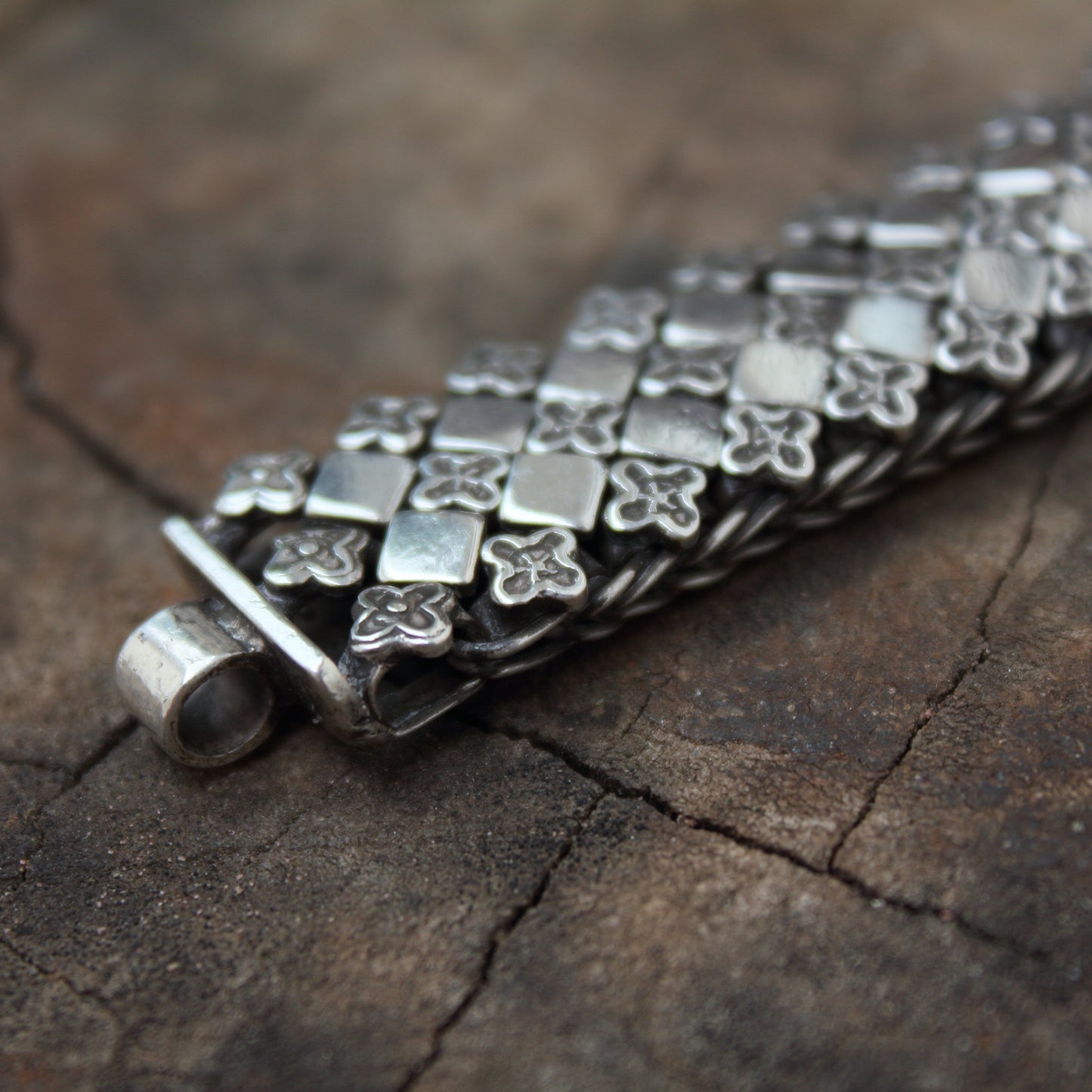 Pulsera de plata de ley 925, modelo rombo 19 cm | pulsera articulada | Arenas Jewelry - ArenasJewelry