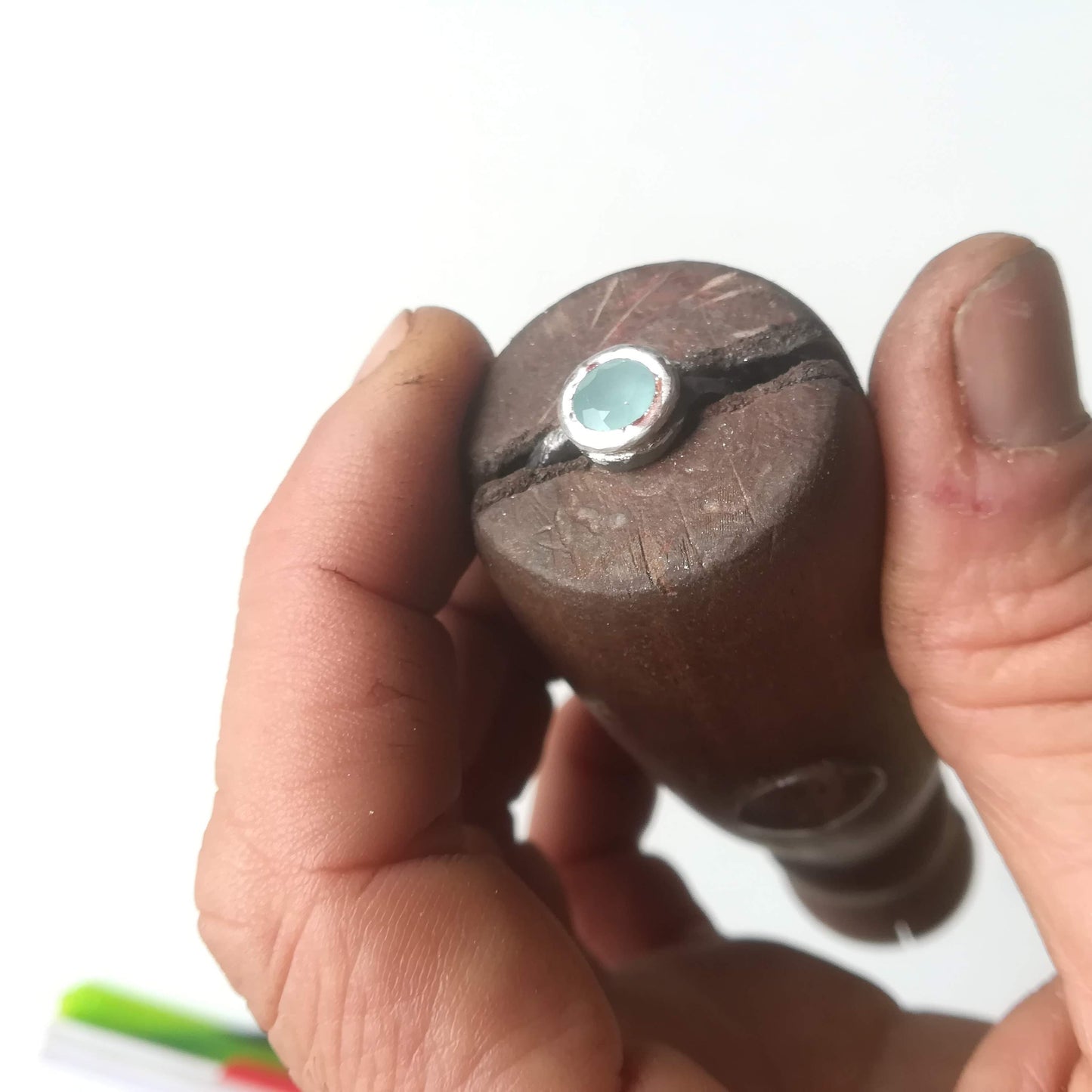 Anillo de Aguamarina y Plata de Ley | Hecho a Mano Talla 18 (8 1/2US) - ArenasJewelry