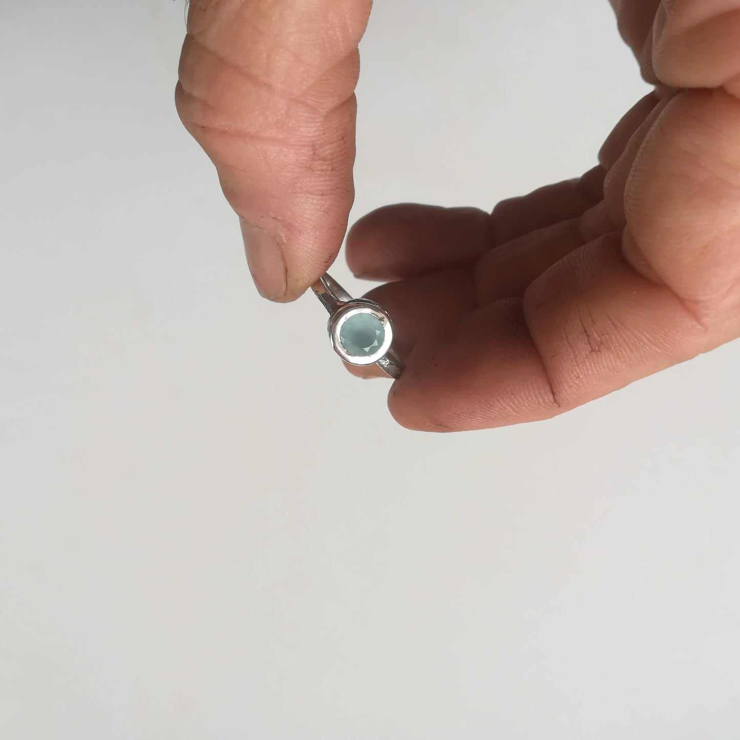 Anillo de Aguamarina y Plata de Ley | Hecho a Mano Talla 18 (8 1/2US) - ArenasJewelry