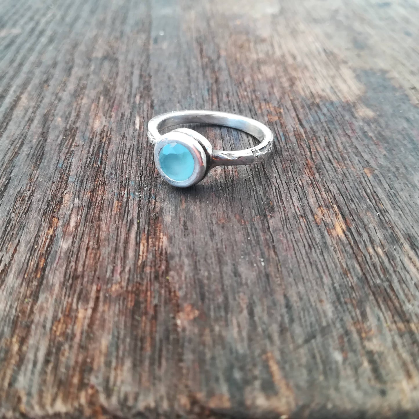 Anillo de Aguamarina y Plata de Ley | Hecho a Mano Talla 18 (8 1/2US) - ArenasJewelry
