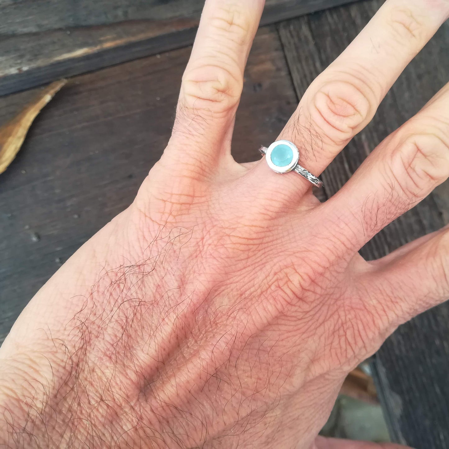 Anillo de Aguamarina y Plata de Ley | Hecho a Mano Talla 18 (8 1/2US) - ArenasJewelry