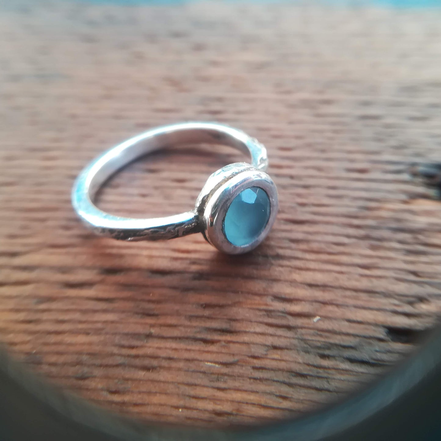 Anillo de Aguamarina y Plata de Ley | Hecho a Mano Talla 18 (8 1/2US) - ArenasJewelry
