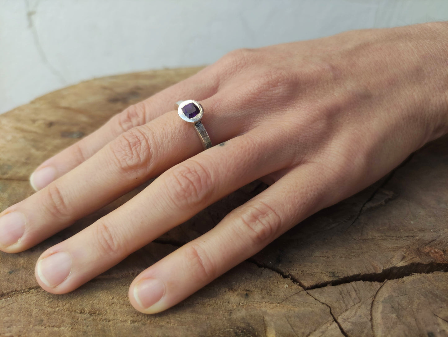 Anillo de Amatista Talla Cojín y Plata de Ley | Hecho a Mano Talla 14 - ArenasJewelry