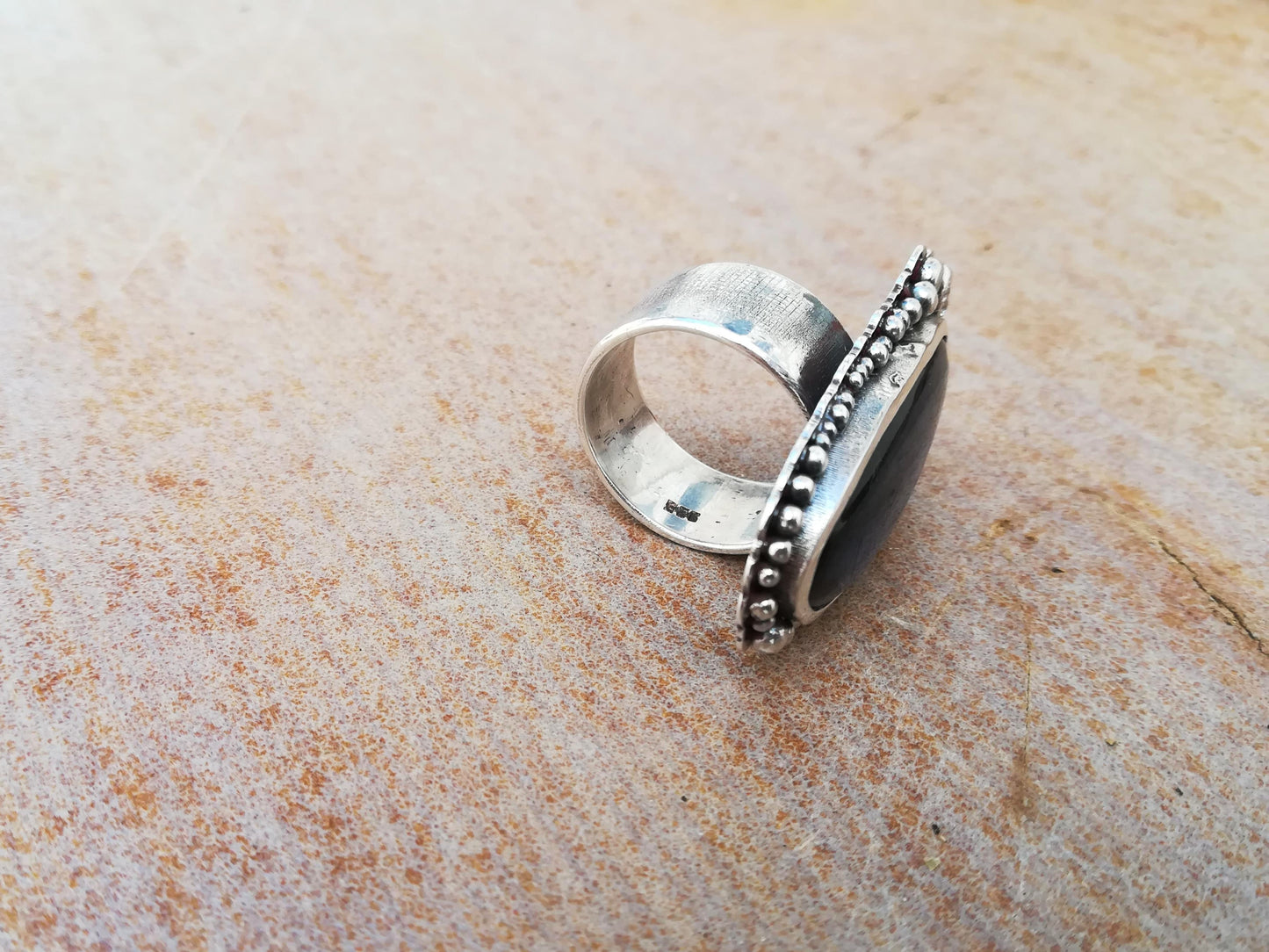 Anillo de Labradorita y Circonitas en Plata de Ley | Hecho a Mano Talla 17 - ArenasJewelry