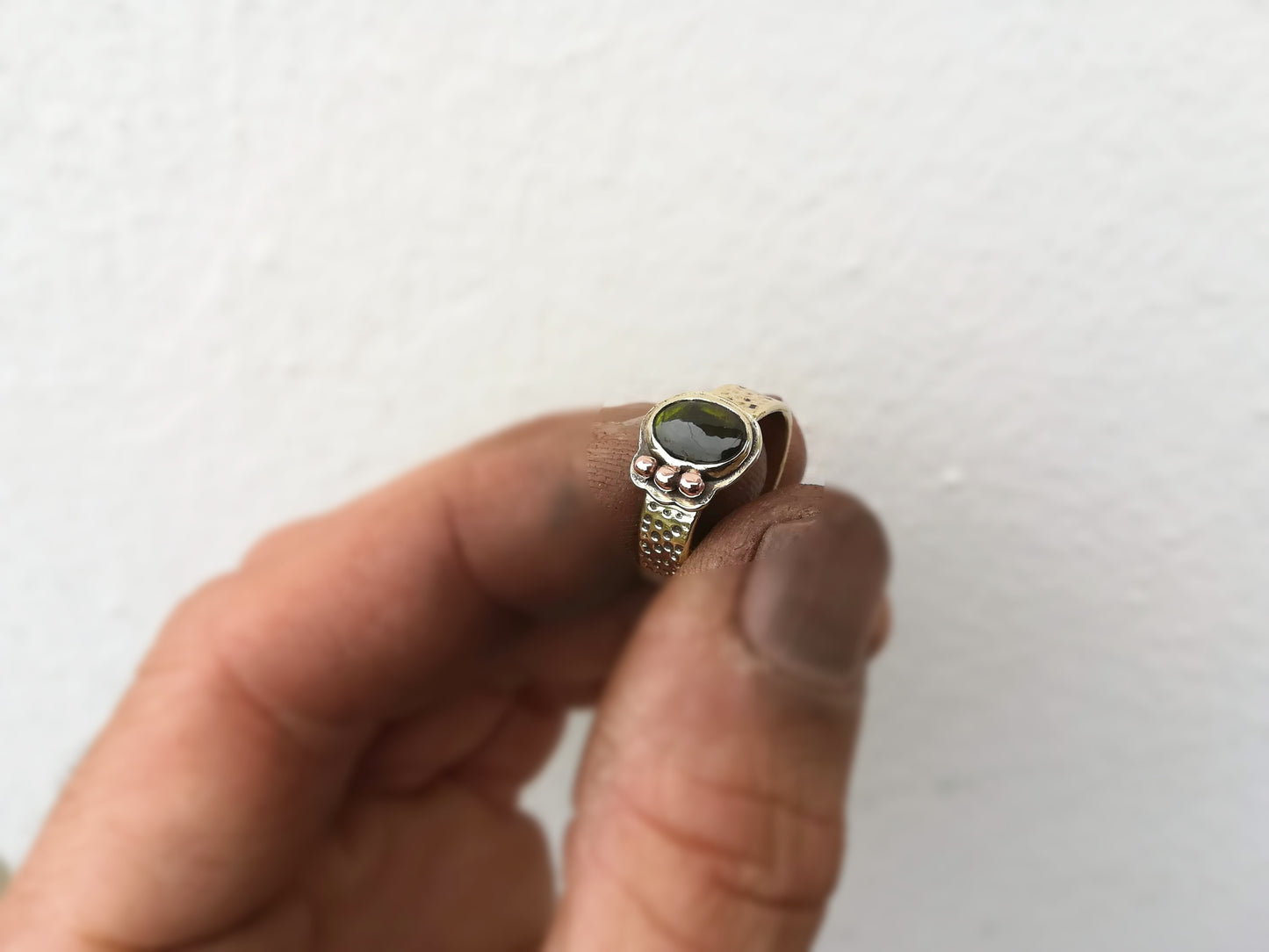 Anillo de Turmalina y baño de oro | Hecho a Mano Talla 15 - ArenasJewelry