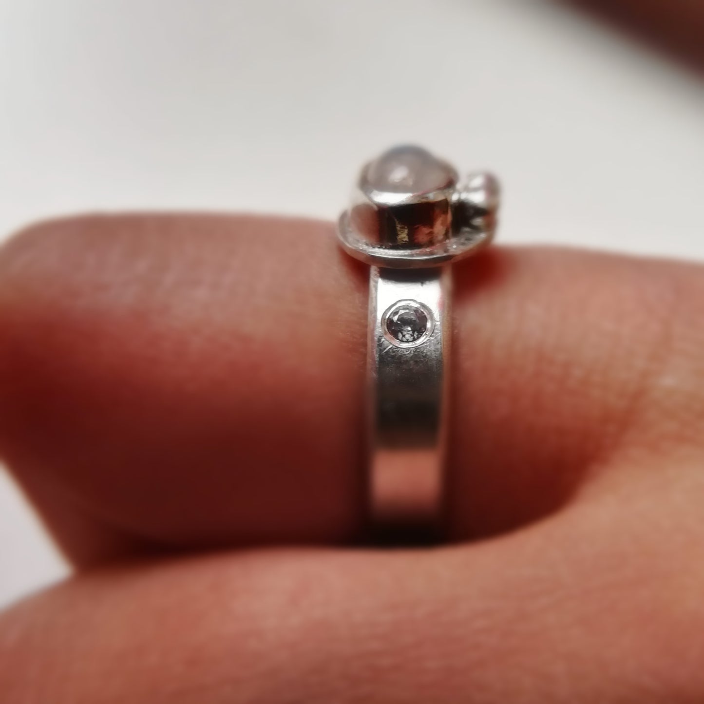 Anillo de Piedra Luna, Circonita y Plata de Ley | Hecho a Mano Talla 12 (5 3/4 US) - ArenasJewelry