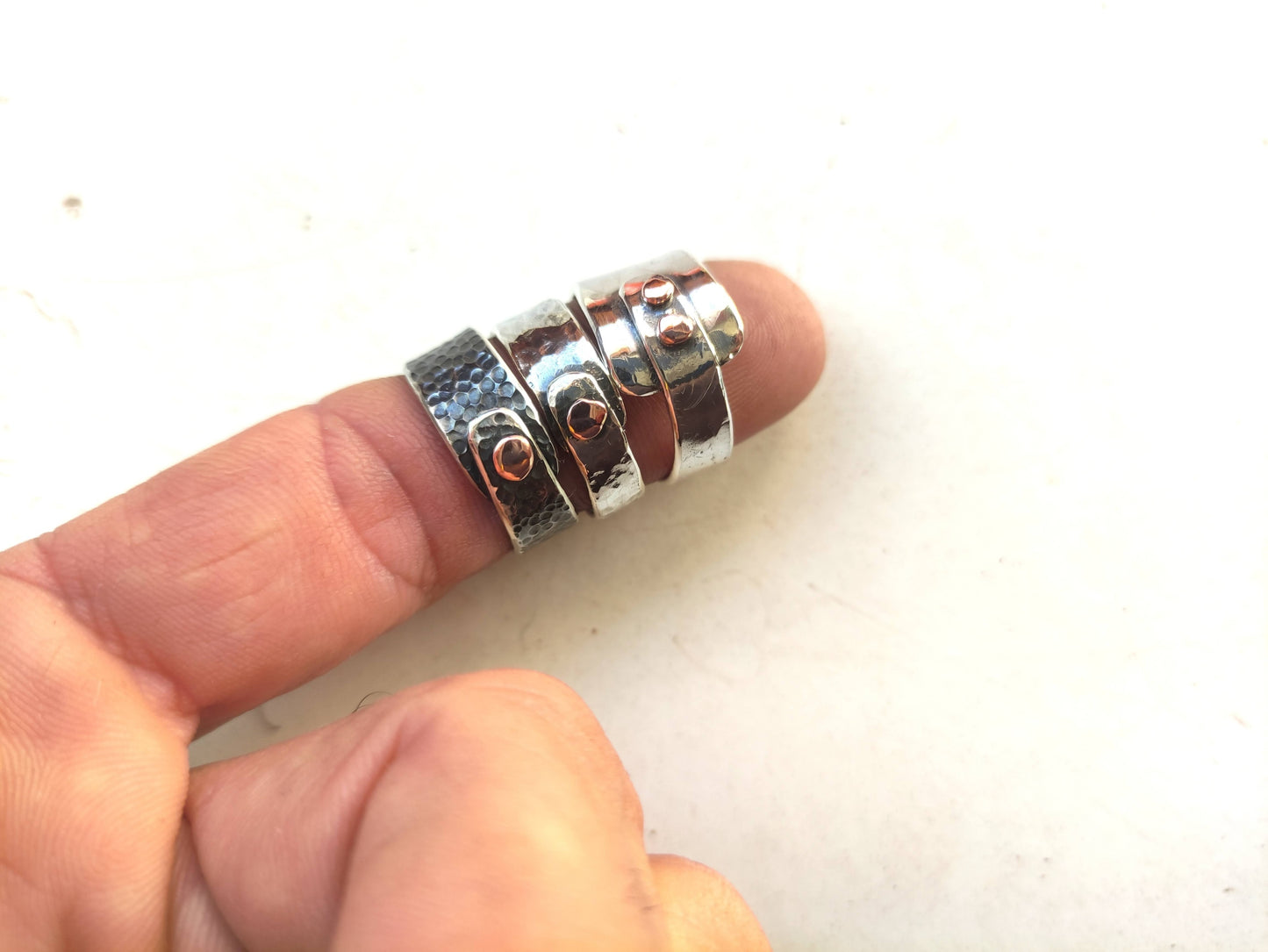 Anillo de Plata Envejecida y Cobre III Texturizado | Hecho a medida - ArenasJewelry