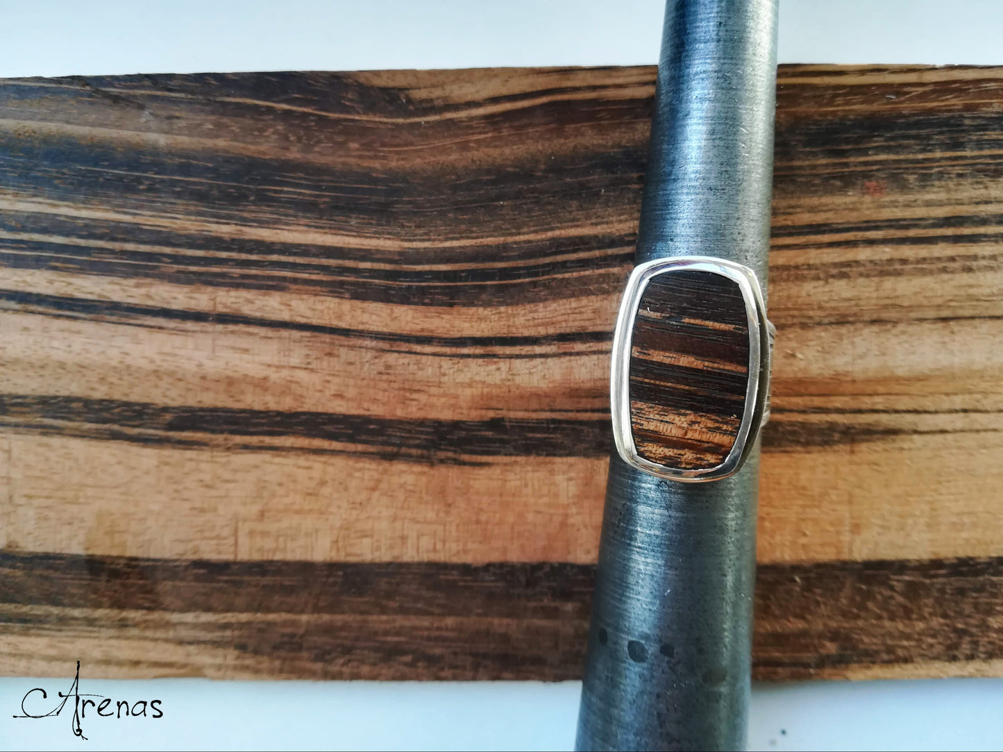 Anillo Plata de Ley y Madera Muicaratiara nº 15 - ArenasJewelry