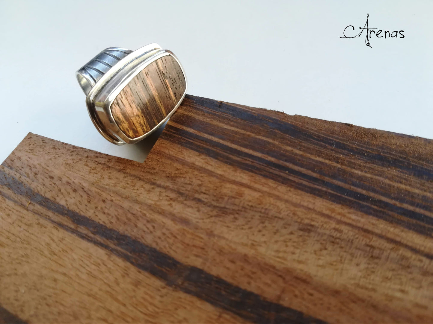 Anillo Plata de Ley y Madera Muicaratiara nº 15 - ArenasJewelry