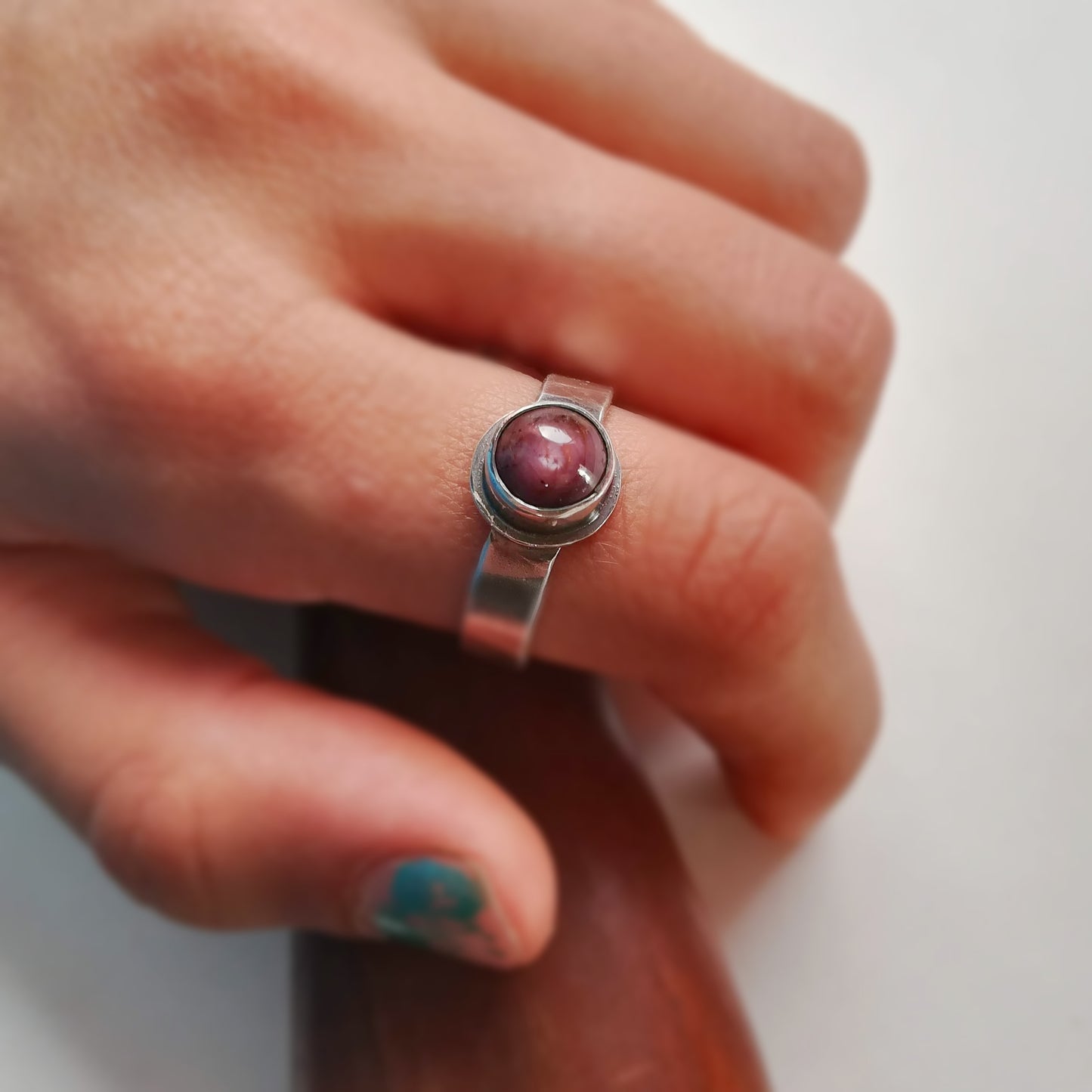 Anillo de Rubí estrella y Plata de Ley | Hecho a Mano Talla 15 (7 1/2US) - ArenasJewelry