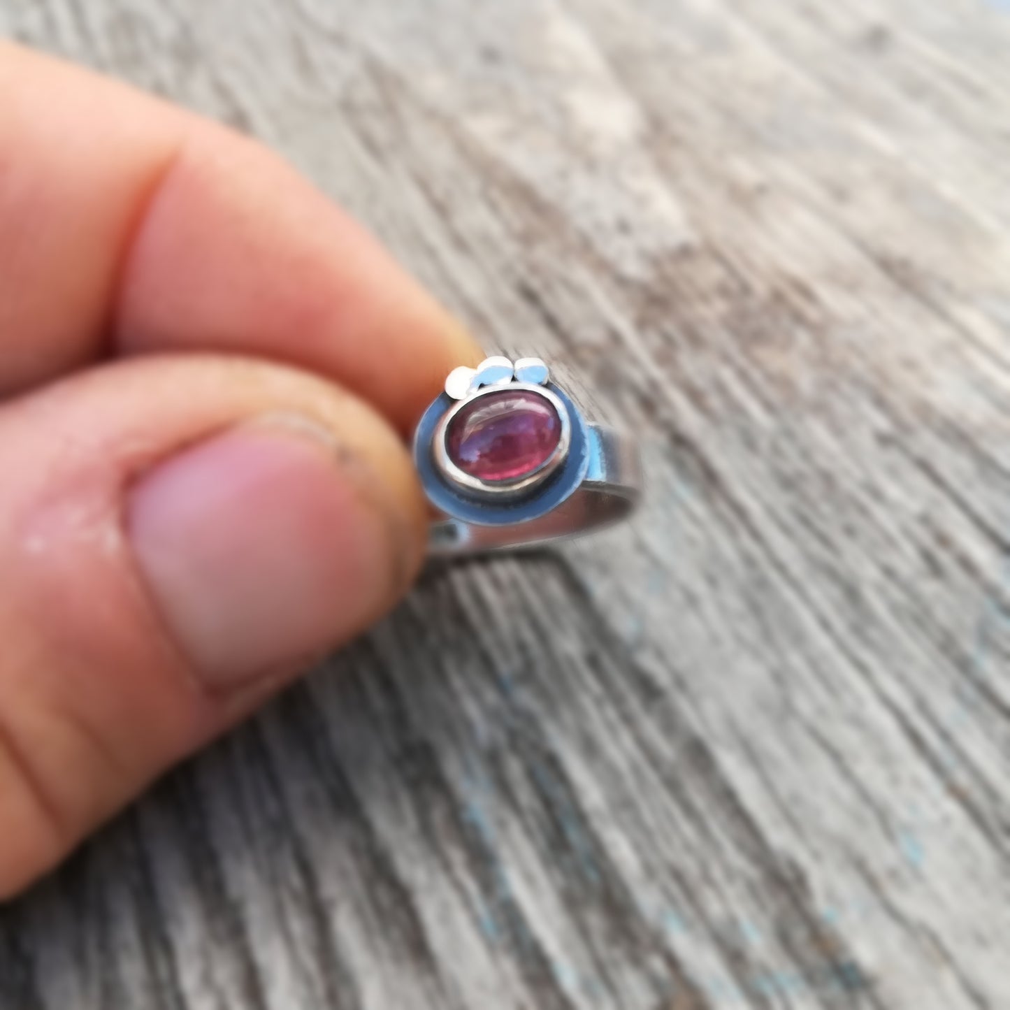 Anillo de Turmalina y Plata de Ley | Hecho a Mano Talla 15 (7 1/2US) - ArenasJewelry