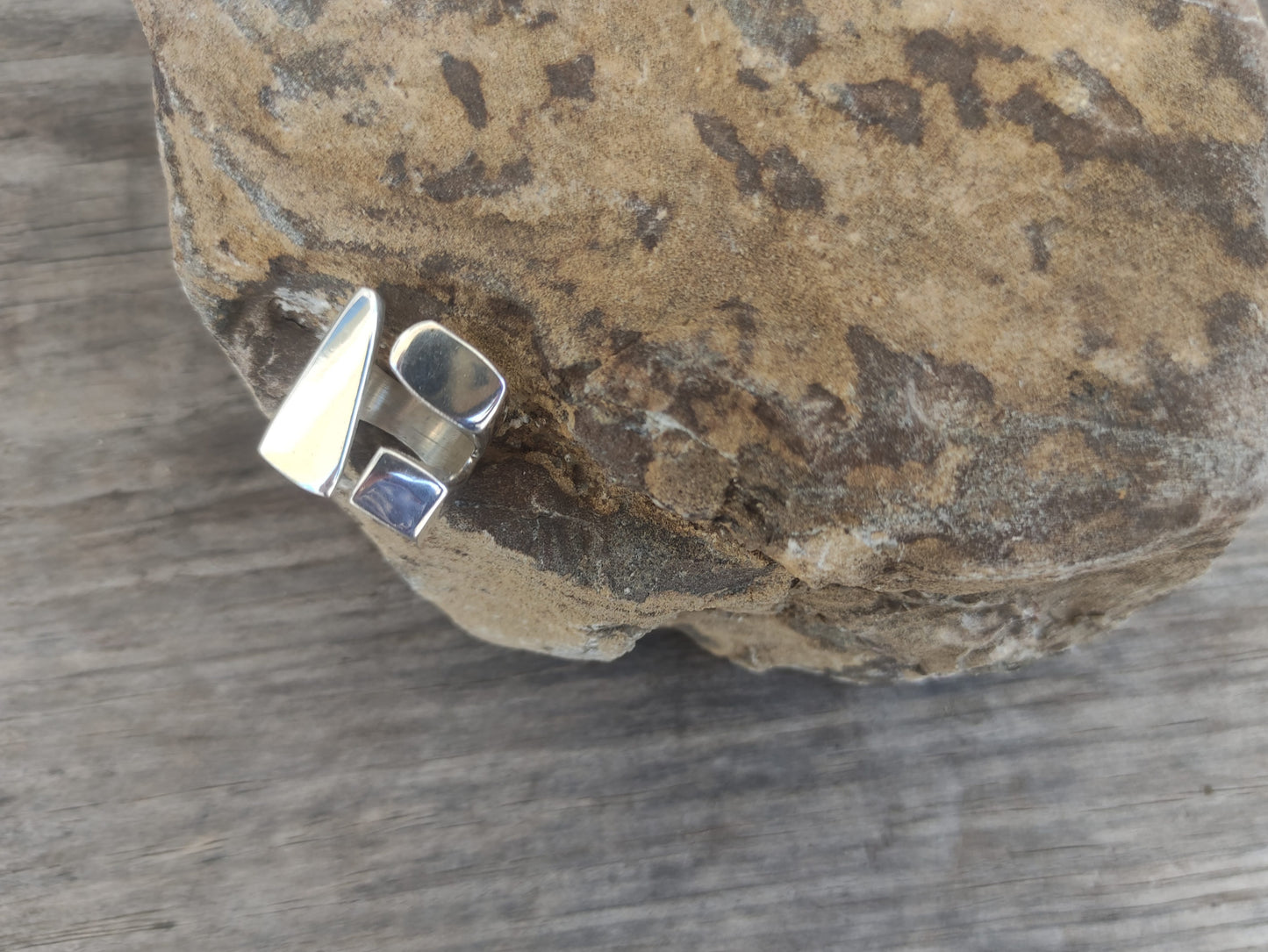 Anillo Geometrico de Plata Talla 16 - ArenasJewelry