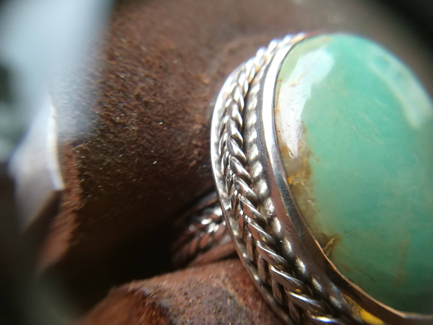 Anillo de Turquesa y Plata de Ley | Hecho a Mano Talla 15 (7 1/4US) - ArenasJewelry
