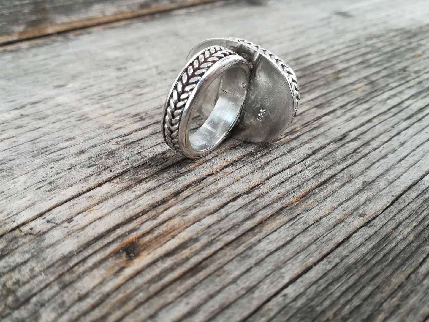 Anillo de Turquesa y Plata de Ley | Hecho a Mano Talla 15 (7 1/4US) - ArenasJewelry
