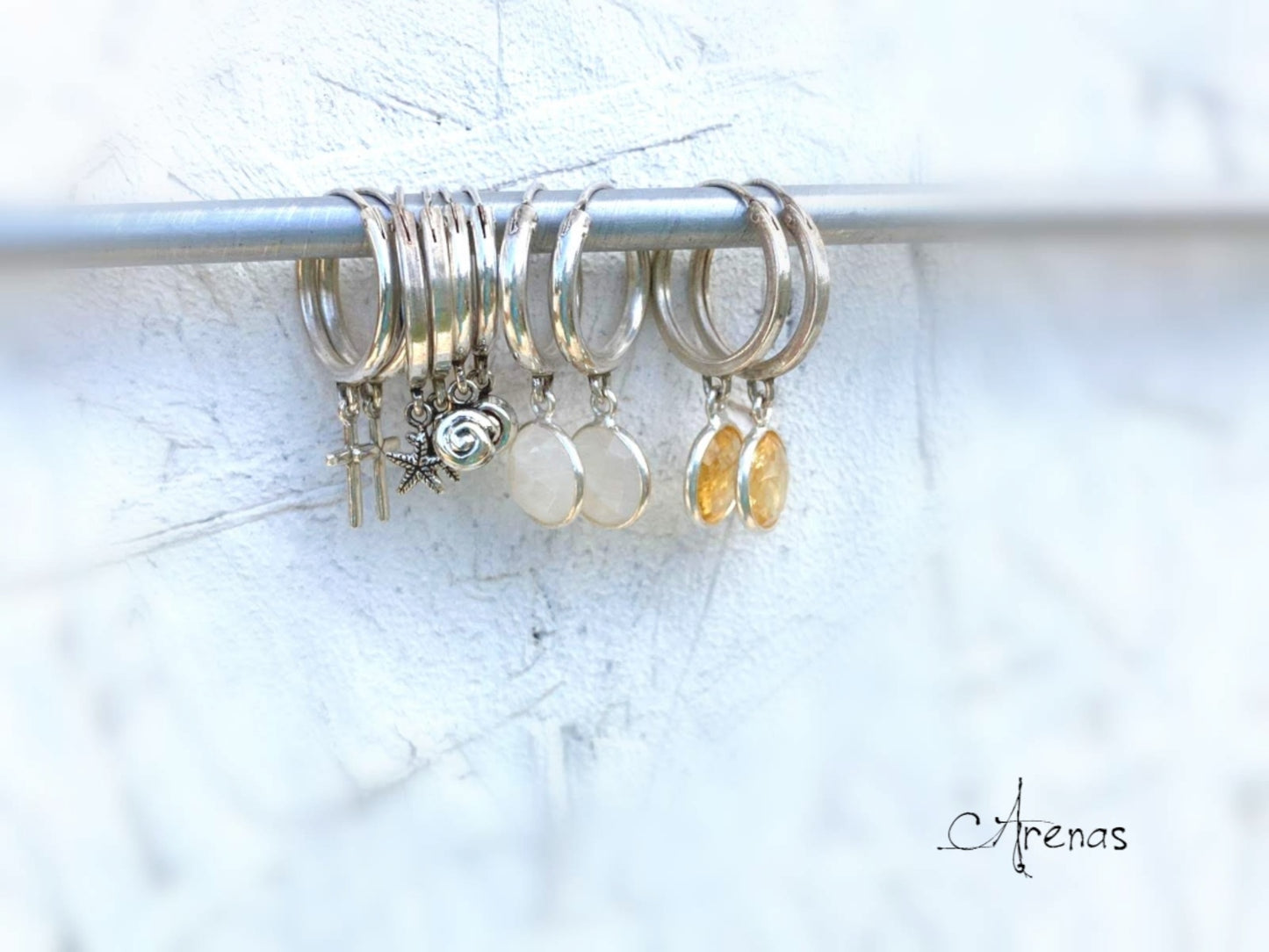 Aros de Plata con Estrella de Mar - Aros de Plata 18.5 mm - ArenasJewelry