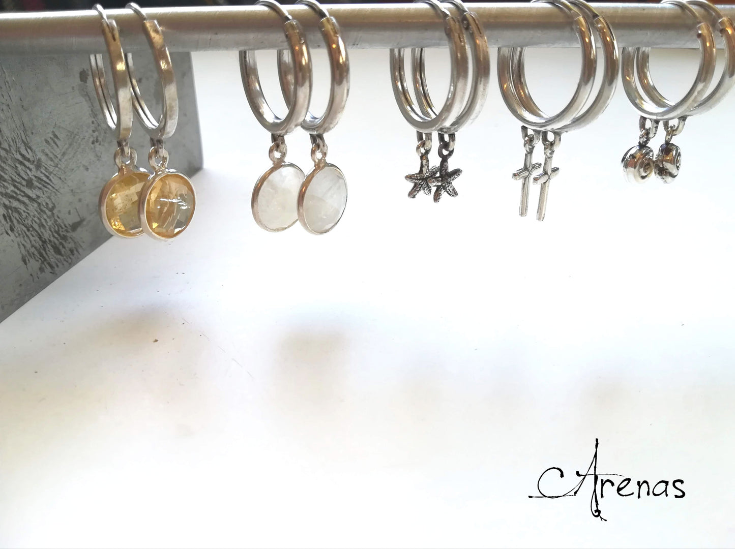 Aros de Plata con Estrella de Mar - Aros de Plata 18.5 mm - ArenasJewelry