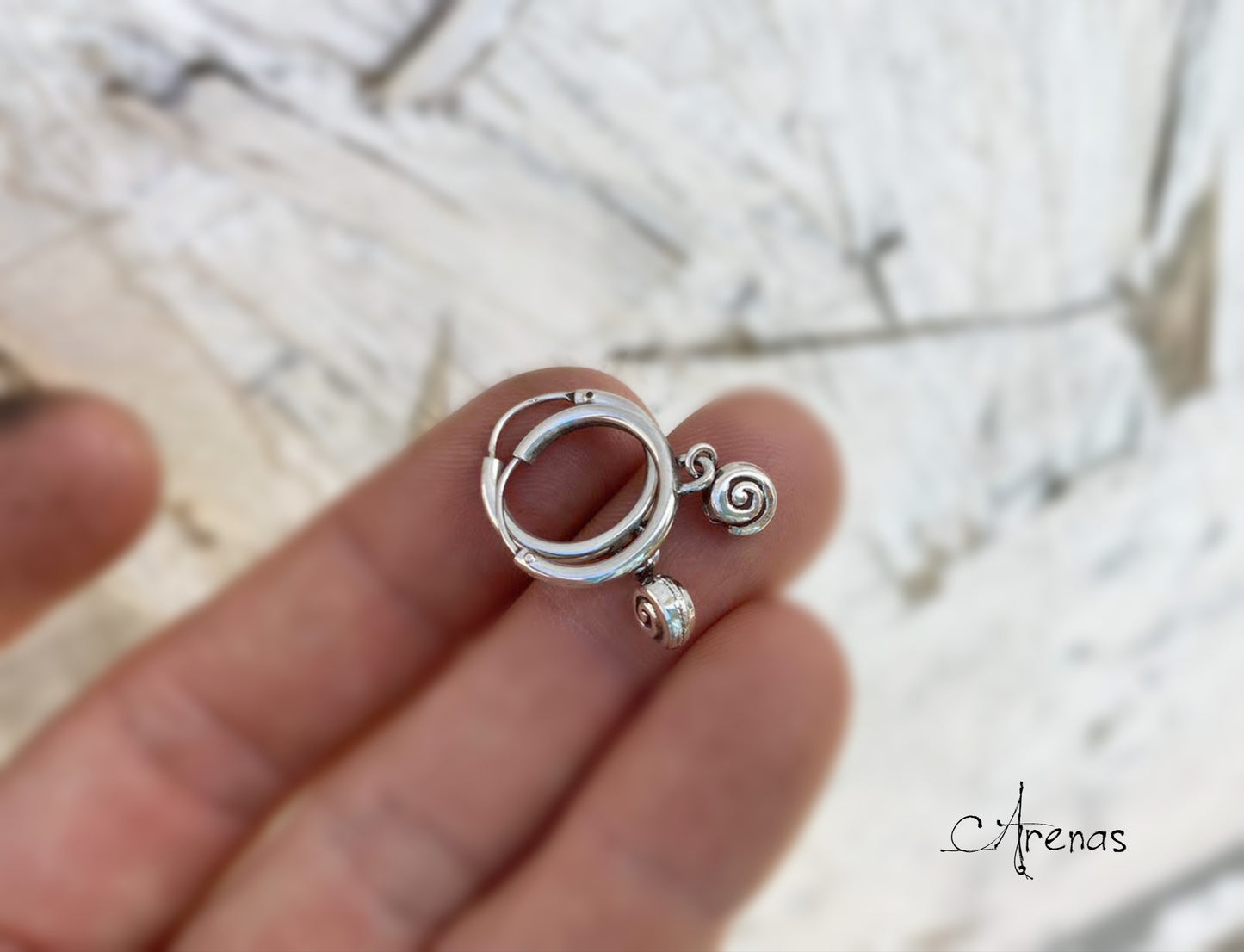 Aros de Plata con Caracola - Aros de Plata 16 mm - ArenasJewelry
