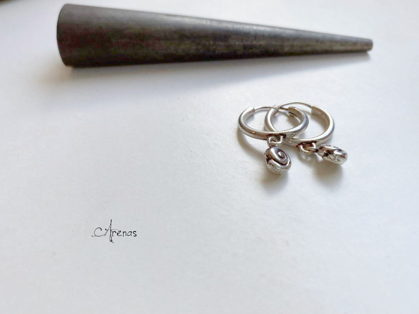 Aros de Plata con Caracola - Aros de Plata 16 mm - ArenasJewelry