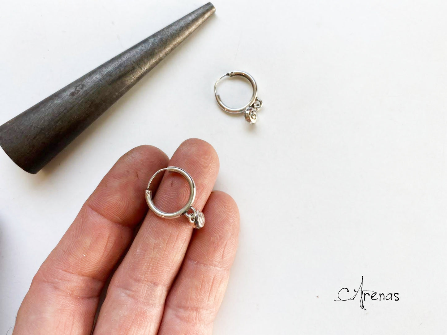 Aros de Plata con Caracola - Aros de Plata 16 mm - ArenasJewelry