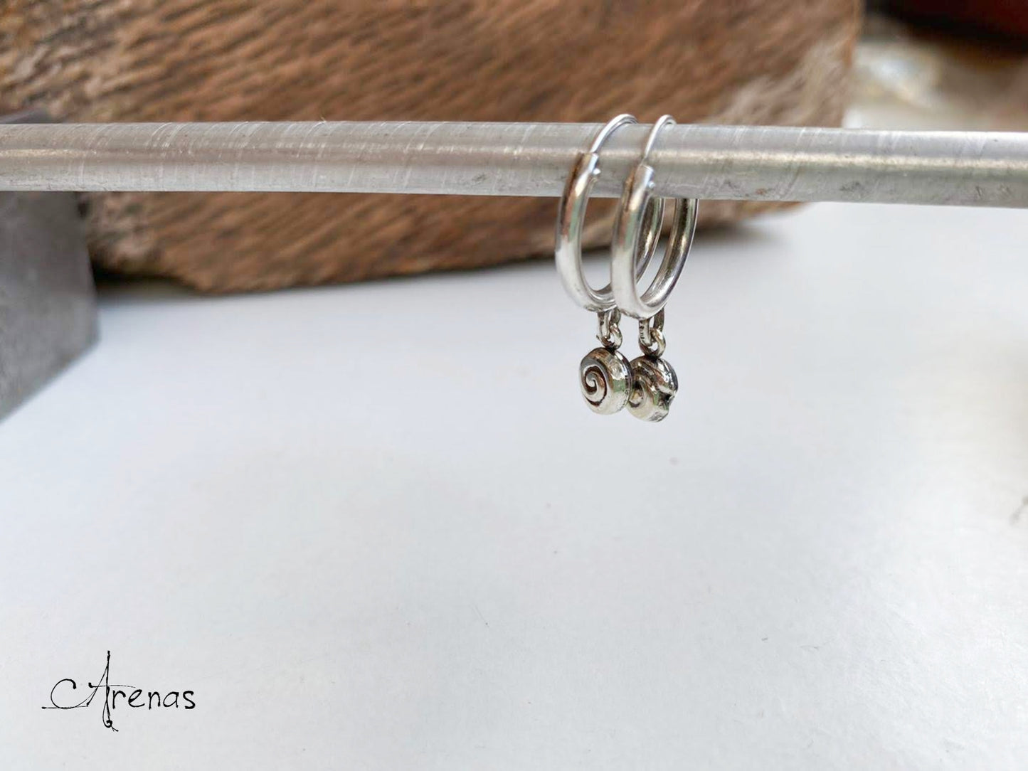 Aros de Plata con Caracola - Aros de Plata 16 mm - ArenasJewelry
