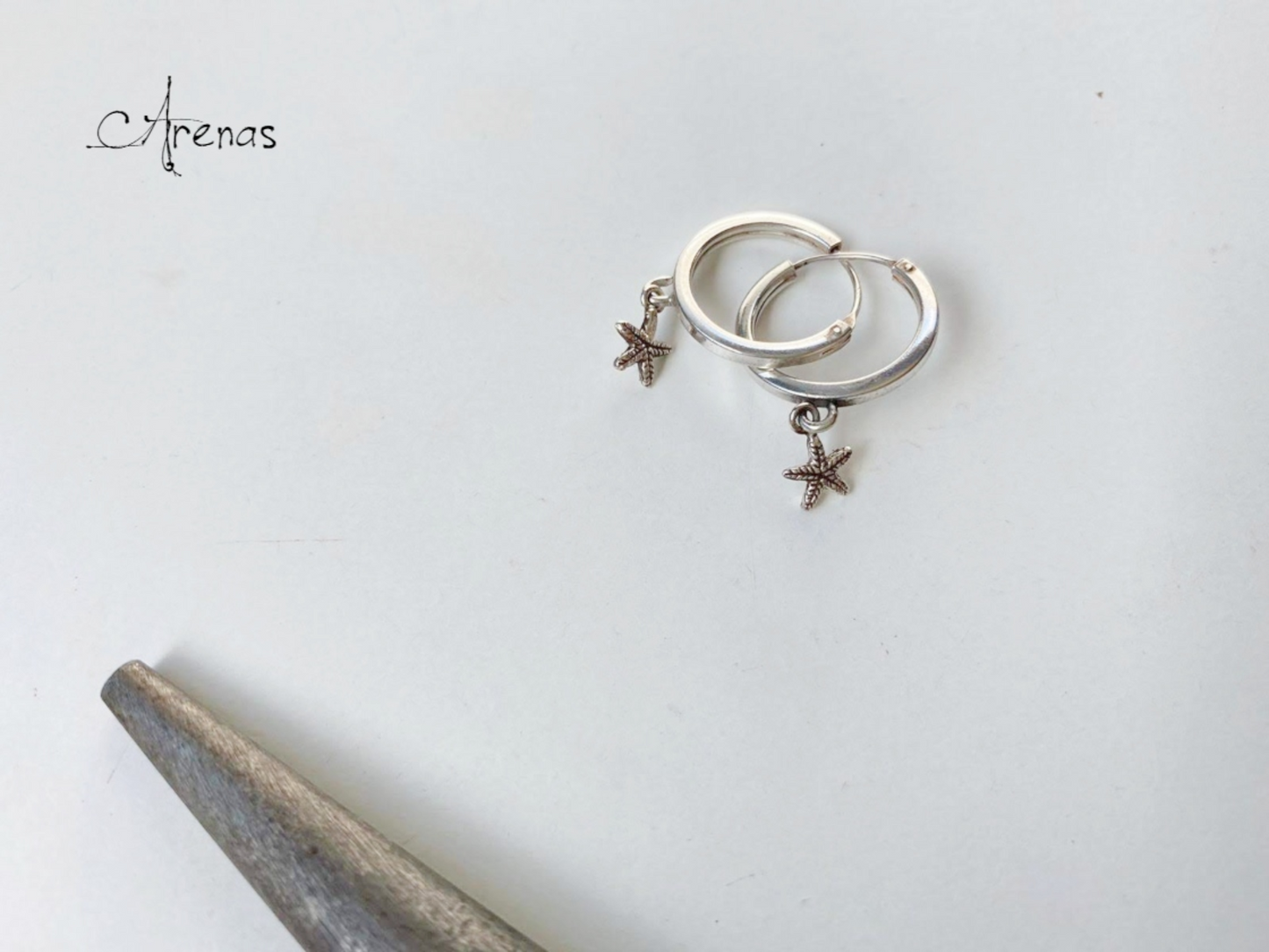 Aros de Plata con Estrella de Mar - Aros de Plata 18.5 mm - ArenasJewelry