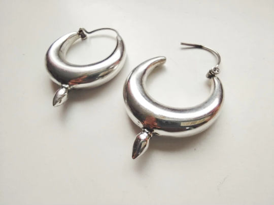 Aros de Plata - Aros Gipsy 30mm Pico Liso - ArenasJewelry
