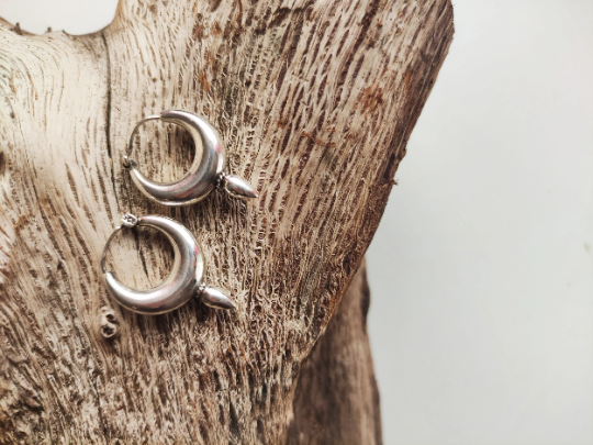 Aros de Plata - Aros Gipsy 30mm Pico Liso - ArenasJewelry