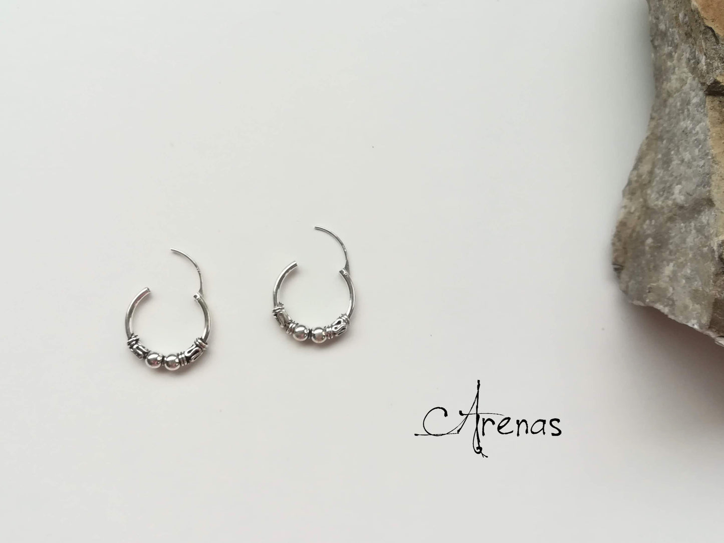 Aros de Plata Bali 18mm - Argollas de Plata - ArenasJewelry