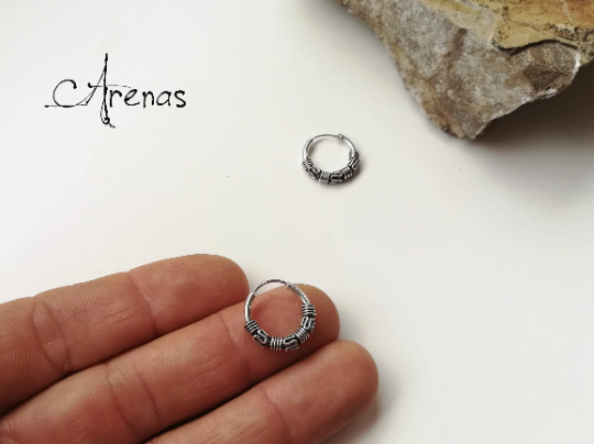 Aros de Plata Bali 16mm - Argollas de Plata - ArenasJewelry