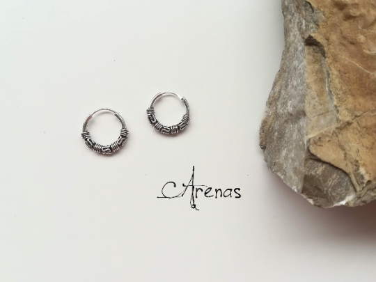 Aros de Plata Bali 16mm - Argollas de Plata - ArenasJewelry