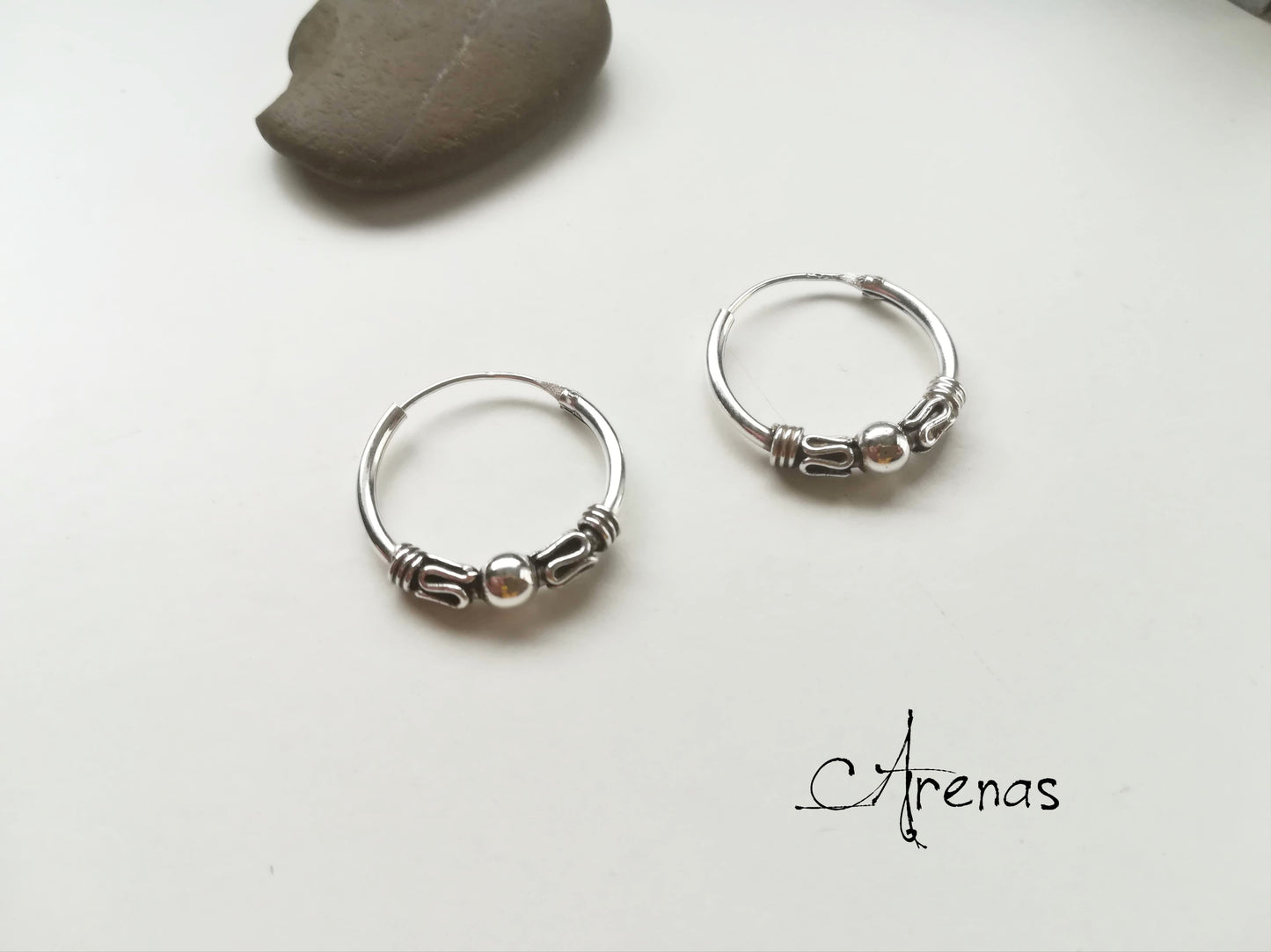 Aros de Plata 18mm - Argollas de Plata Bali - ArenasJewelry