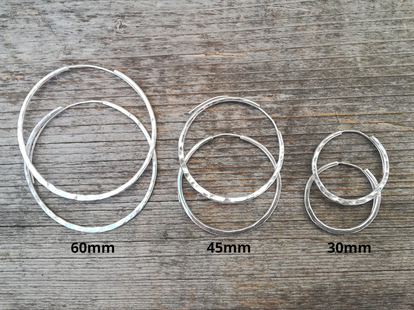 Aros martillados en Plata de Ley | Grande, Medianos y Pequeños - ArenasJewelry