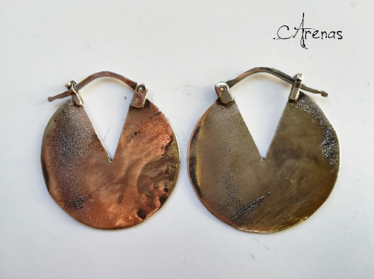 Aros Grandes de Plata de Ley envejecida - ArenasJewelry