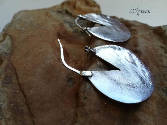 Aros Grandes de Plata de Ley envejecida - ArenasJewelry