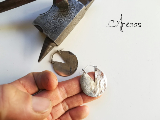 Aros Grandes de Plata de Ley envejecida - ArenasJewelry