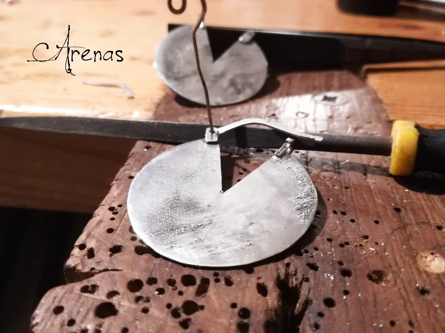 Aros Grandes de Plata de Ley envejecida - ArenasJewelry